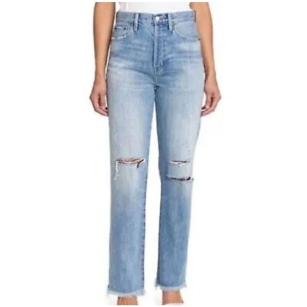 Pistola Cassie Super High Rise Straight Distressed Jeans in Bayview Size 32